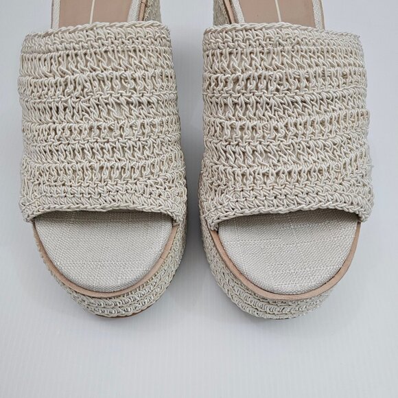 NEW Dolce Vita Ladin Wedge Womens 10 Ivory Cream Woven Platform Sandal Heels - Picture 5 of 12